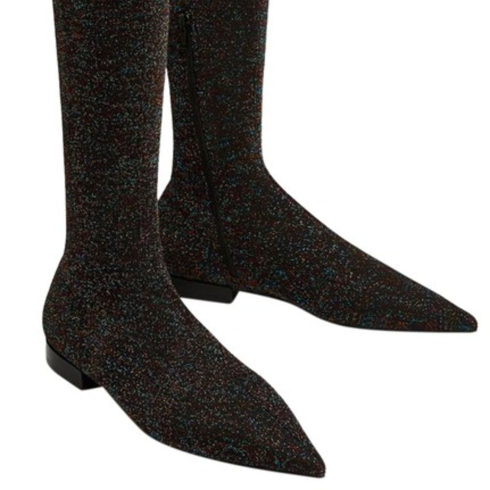Zara Thigh High Stretchy Glitter Boots